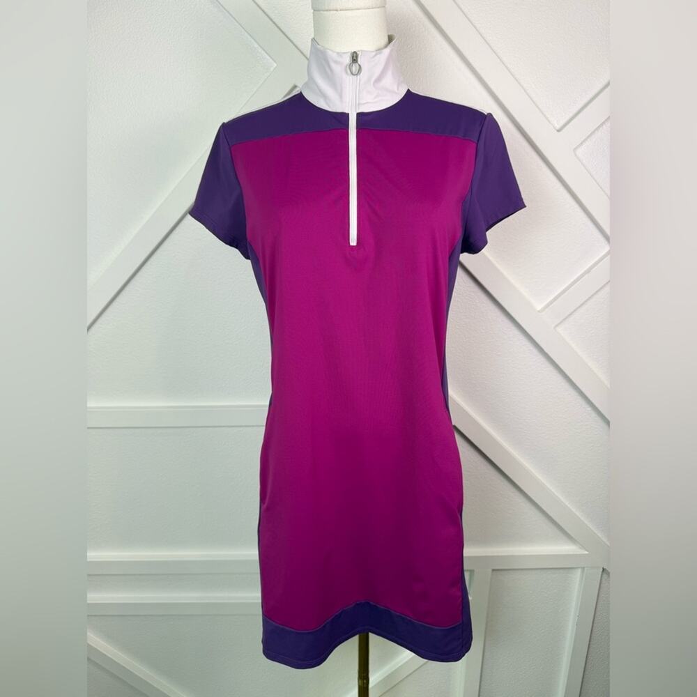 Kinona Colorblock Golf Dress Size S Purple Pink White Quarter Zip Pockets